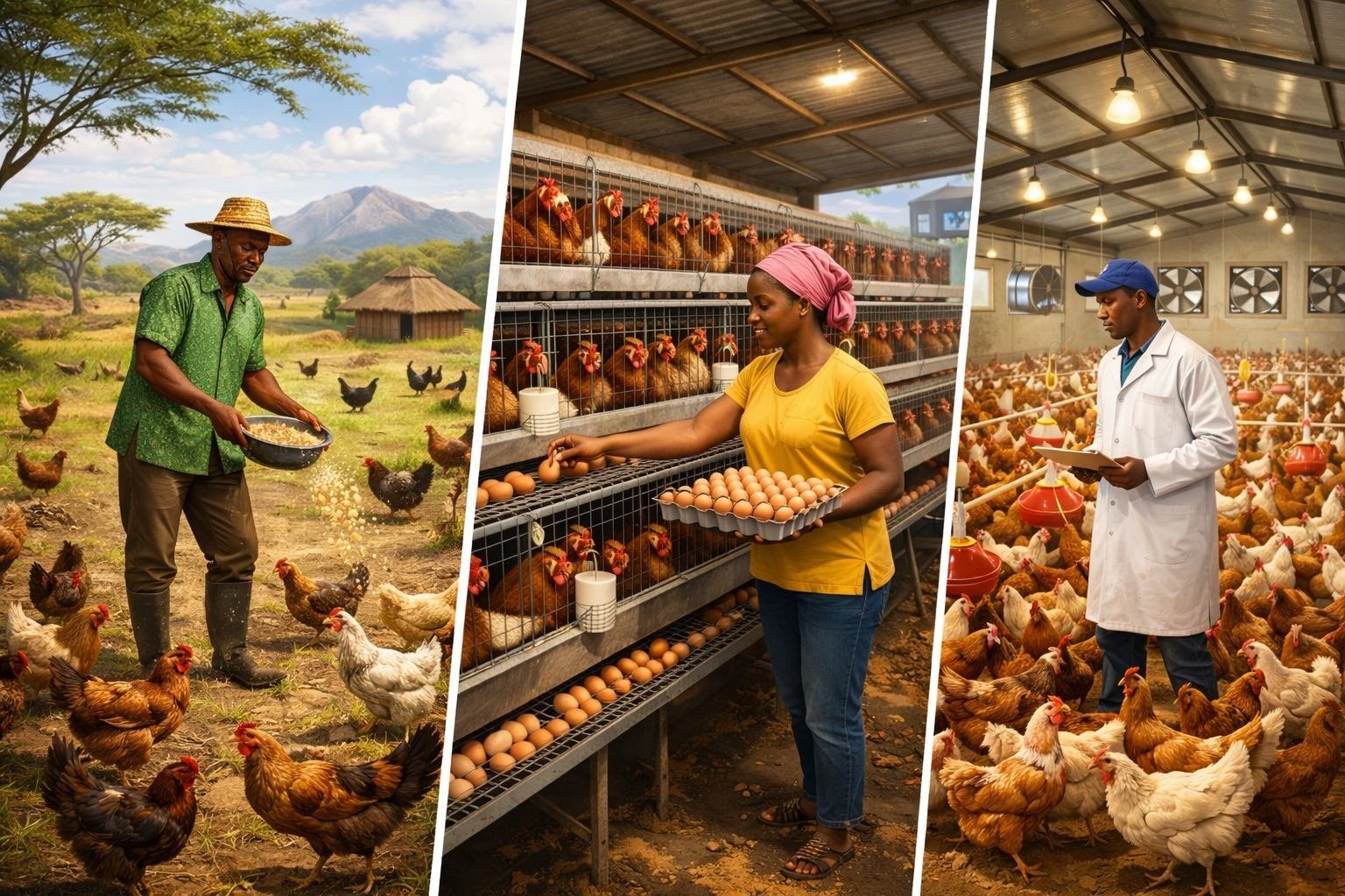 Systèmes d&rsquo;élevage: Élevage en plein air/en cage/en bâtiment à ventilation statique